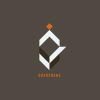 abstract letter geometric business logo concept design orange brown vector