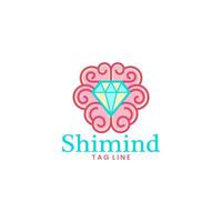 simple logo of brain and diamond vector