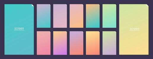 Soft pastel gradient smooth and vibrant color background set for devices vector