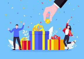 Get online reward and gifts, earn loyalty program points. vector