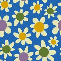 Colorful Chamomile Seamless Pattern in vintage style vector