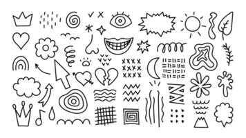 Abstract doodles and lines big set vector