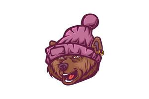 Bear wearing a beanie, vector illustration