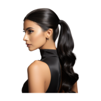 Ponytail Curly Black ai generative png