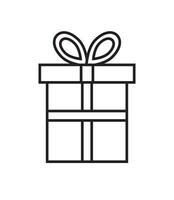 Vector flat black outline present box icon