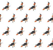 Vector seamless pattern of flat cartoon witch