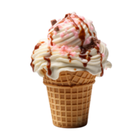 Ice cream scoop on waffle cone isolated on transparent background, created with generative AI png