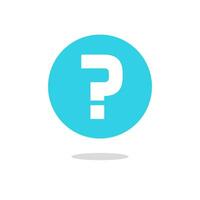 Question mark vector icon on blue round circle button isolated flat cartoon clipart