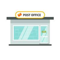 Post office isolated building on white background vector illustration, flat cartoon postoffice image