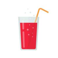 Fresh glass of fruit juice or smoothie vector illustration, flat cartoon beverage cocktail icon isolated on white clipart