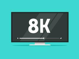 8k tv video icon vector, flat led television high definition ultra hd resolution technology graphic, uhd digital computer monitor clipart image isolated vector