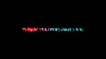 Thank you for watching glow colorful neon laser text video