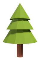 Pine tree 3d render icon. Winter pine tree in a low poly style. Cartoon forest plant. 3D rendering png