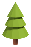 Pine tree 3d render icon. Winter pine tree in a low poly style. Cartoon forest plant. 3D rendering png