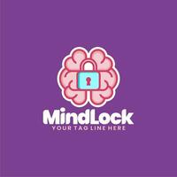 simple logo of brain and lock vector