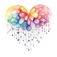 Watercolor rainbow art, floral composition, collage. Clip art on white background. Generative AI photo
