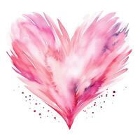 Abstract watercolor illustration of pink heart. Generative AI photo