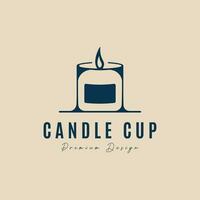 candle glasses cup light logo minimalist simple icon symbol vector illustration design