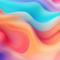 Multicolored gradient background. Abstract lines, waves, liquid effect, plastic, fabric. Banner, poster, wallpaper. Generative AI photo