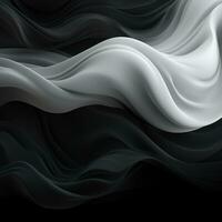 Elegant black and white background with waves. Smooth gradient, glow, neon. Banner design, place for text. Generative AI photo