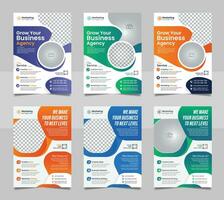Corporate flyer template set, A4 size multipurpose business annual report colorful cover page design with print ready. vector