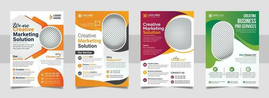 Multipurpose business corporate flyer template, A4 annual report marketing agency colorful cover page design set. vector