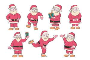 Santa Claus set of doodles, cartoon clip art, stickers for posters, prints, cards, sublimation, signs, banners, invitations, holiday decor, etc. EPS 10 vector