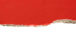 Red ripped paper torn edges strips isolated on white background photo