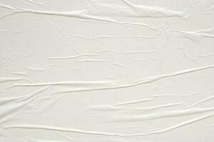 White blank crumpled and creased paper poster texture background photo