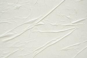 White blank crumpled and creased paper poster texture background photo