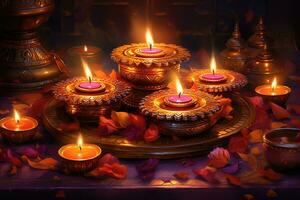 The Diwali festival is a celebration of the victory of good. AI Generative over evil. Diya High Quality photo