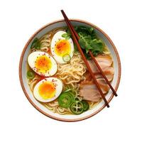 Ramen isolated on white background. Japanese traditional soup. Generative AI photo