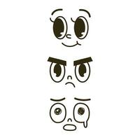 Set of cartoon eyes handdrawn for element, facial expression, face vector