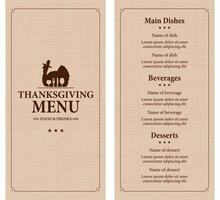 Thanksgiving menu food and drinks on a retro style background vector