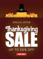 Thanksgiving Sale poster with 50 discount flier for holiday vector