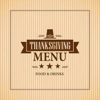 Thanksgiving day menu food and drinks on a retro style design vector