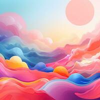 Colorful abstract background of multi-colored waves. Desktop wallpaper, basis for text, design. Generative AI photo
