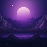 Purple night landscape, image of nature, sky, mountains. Generative AI photo