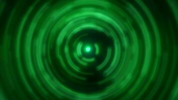 Abstract background of bright green glowing energy magic radial circles of spiral tunnels made of lines video