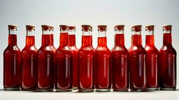 vaso transparente botellas con hecho en casa tomate salsa. ai generado. foto