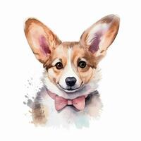 Cute corgi. Watercolor illustration of a red dog. Clip art on white background. Generative AI photo