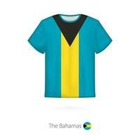 T-shirt design with flag of The Bahamas. vector