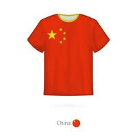 T-shirt design with flag of China. vector