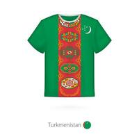 T-shirt design with flag of Turkmenistan. vector