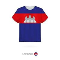 T-shirt design with flag of Cambodia. vector