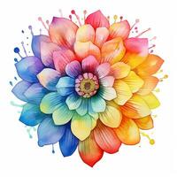 Bright colorful watercolor flower, abstract plant, clipart on a white background. Generative AI photo