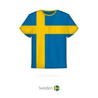 T-shirt design with flag of Sweden. vector