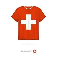 T-shirt design with flag of Switzerland. vector