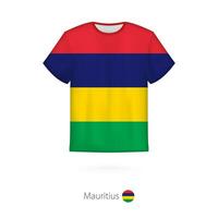 T-shirt design with flag of Mauritius vector