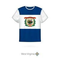 T-shirt design with flag of West Virginia U.S. state. vector